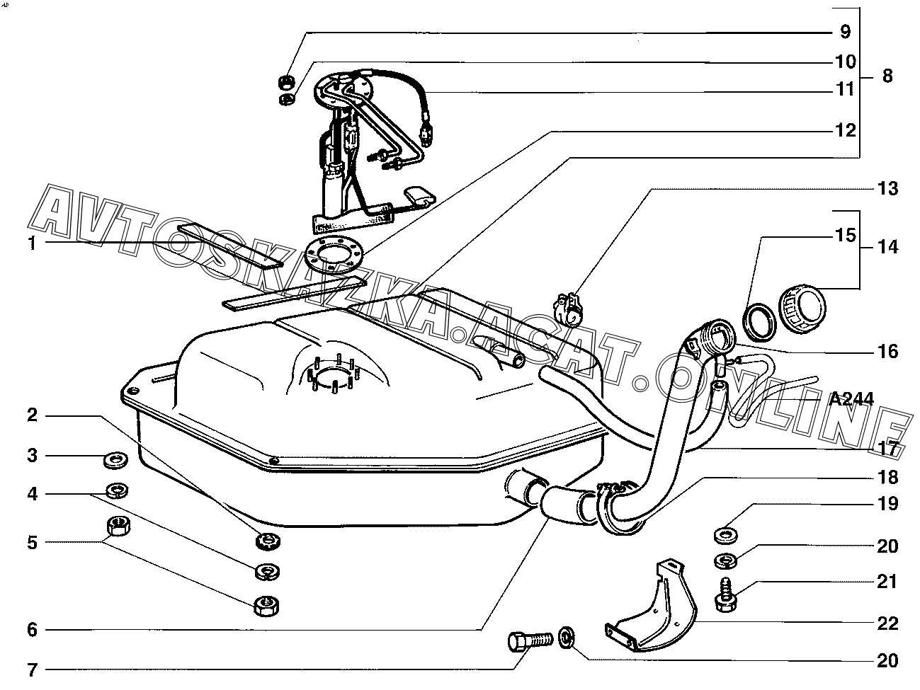 Схема бензобака ваз 2114